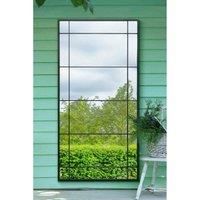 Mirroroutlet Tabula - Black Metal Framed Window Wall Leaner Outdoor Garden Mirror 71inch X 35inch 180Cm X 90Cm