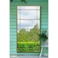 Mirroroutlet Tabula - Gold Metal Framed Window Wall Leaner Outdoor Garden Mirror 71inch X 35inch 180Cm X 90Cm