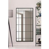 Mirroroutlet Tabula - New Black Metal Framed Window Wall Or Leaner Mirror 63inch X 31inch 160Cm X 80Cm