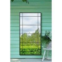 Mirroroutlet Tabula - Black Metal Framed Window Wall Leaner Outdoor Garden Mirror 63inch X 31inch 160Cm X 80Cm