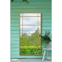 Mirroroutlet Tabula - Gold Metal Framed Window Wall Leaner Outdoor Garden Mirror 63inch X 31inch 160Cm X 80Cm