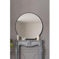 Mirroroutlet Circulus - Black Framed Flat Bottom Circular Wall Mirror - Perfect For The Mantle 50inch X 47inch 126Cm X 120Cm