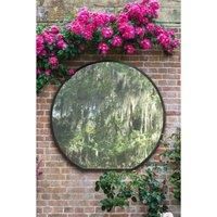 Mirroroutlet Circulus - Black Framed Flat Bottom Circular Garden Wall Mirror 50inch X 47inch 126Cm X 120Cm