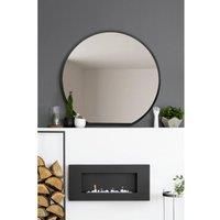 Mirroroutlet Circulus - Black Framed Flat Bottom Circular Wall Mirror - Perfect For The Mantle 41inch X 39inch 105Cm X 100Cm