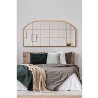 Mirroroutlet Arcus - Gold Metal Framed Window Arched Wall Or Mantle Mirror 69inch X 33inch 174Cm X 85Cm