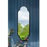MirrorOutlet Mirroroutle Duplici - New Black Metal Framed Double Arched Oval Outdoor Garden Wall Mirror 59inch X 20inch 150Cm X 52Cm