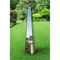 Mirroroutlet Obelisk - New Black Metal Edged Mirrored Outdoor Garden Ornament 59inch X 12inch X 12inch 150Cm X 30Cm X 30Cm