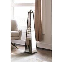 Mirroroutlet Obelisk - New Black Metal Edged Mirrored Ornament 39inch X 8inch X 8inch 100Cm X 20Cm X 20Cm