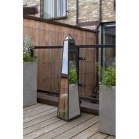 Mirroroutlet Obelisk - New Black Metal Edged Mirrored Outdoor Garden Ornament 39inch X 8inch X 8inch 100Cm X 20Cm X 20Cm