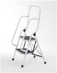 Portable Safety Ladder. Foldable Non-Slip Two Steps. Top and Side Handrails