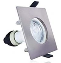 Integral LED Evofire 70mm cutout Fire Rated D/L Satin Square +GU10 Holder + Loop-in Loop-out Terminal Block