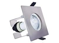 Integral LED Evofire 70mm cutout Fire Rated D/L Satin Square +GU10 Holder + Insulation Guard + Loop-in Loop-out Terminal Block