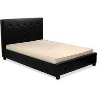 Lattice PU Faux Leather King Size Bed Black