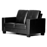 Leigh Bonded and Faux Leather 2 Seater Sofa Black, Black