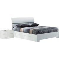 Widney White High Gloss Bed Double with 4 Drawers
