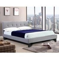 Hollywell Linen Fabric Double Bed Grey