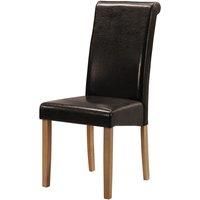 Heartlands Furniture Set Of 2 Marley Solid Rubberwood Chairs With Faux Leather Seats - Brown