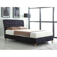 Nina Linen Double Bed Black with White Piping