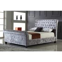 Serenity Crushed Velvet Double Bed Silver