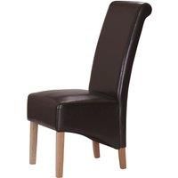 Heartlands Furniture Set Of 2 Trafalgar Rubberwood Leg Chair With Faux Leather Seats - Brown