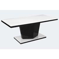 Nora Super White Glass Coffee Table White & Black / 1200W x 600D x 470H