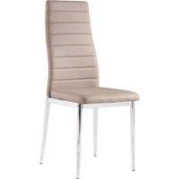 Heartlands Furniture Set Of 6 Pearl Faux Leather Chairs with Chrome Legs - Beige