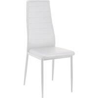 Set Of 6 Pearl Faux Leather Chairs with White Legs - White