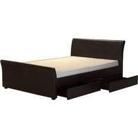 Viva 4 Drawer PVC Faux Leather King Size Bed Brown