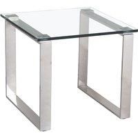 Carter Glass Lamp Table With Stainless Steel Legs