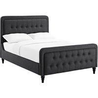 Tahiti Linen Fabric Double Bed Grey