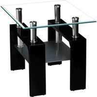 Telford Glass Top Lamp Table High Gloss Black