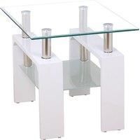 Telford Glass Top Lamp Table High Gloss White