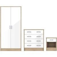 Heartlands Furniture Bardalona Trio Wardrobe Chest & Bedside White Gloss