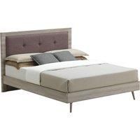 Belvoir King Size Bed - Grey Oak & Mocca Fabric
