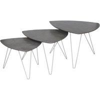 Cannon Nest of Tables Stone with White Metal Legs