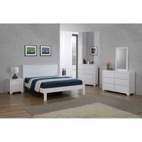 Etna Solid Wood Double Bed - White