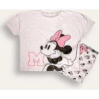 Disney Pjs Minnie Mouse Womens Pyjamas Shorts Set | Ladies Summer Pyjamas | Short-Sleeve Cotton Shorts and Top Set Women Nightwear (UK, Alpha, L, Regular, Regular, Standard, Grey)