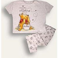 Winnie the Pooh Women/'s Pyjama Set – BCI Cotton Nightwear with Short-Sleeve Top and Printed Trousers | Comfortable Sleepwear in XS to XL Sizes (UK, Alpha, M, L, Regular, Regular, Greym)