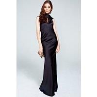 Silky gown with cowl neck