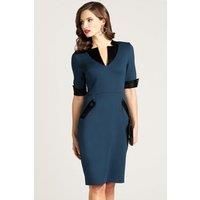 Contrast Collar Short-Sleeved Dress