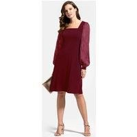 Square Neck Jersey Dress with Chiffon
