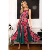 Box Pleat Midi Dress with Contrast Skirt