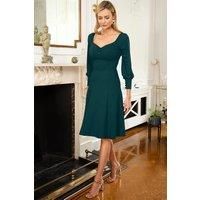 Blouson Sleeved Scuba Fit N Flare Dress