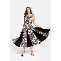 Contrast Panel Midi Dress