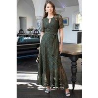 Keyhole Lace Dress with Asymmetric Hem