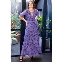 Hot Squash Women's Keyhole Lace Dress with Asymmetric Hem in Lilac | Size: 16