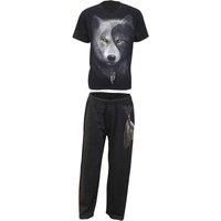 Spiral - Men - Wolf CHI - 4pc Mens Gothic Pyjama Set, L, Black
