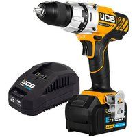 JCB - 18V Professional Cordless Battery Drill Driver w/ 4.0Ah Battery and Charger Power Hand Tool Set - Drilling, Electric Drill Screwdriver, LED Light, Tool Belt Clip, for Masonry, Wood, Metal