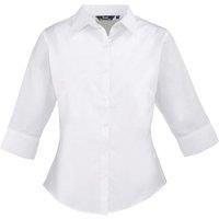Premier Workwear Women/'s 3/4 Sleeve Poplin Blouse, White, 12