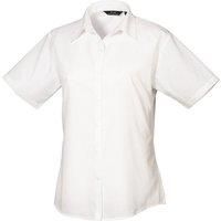 Premier Workwear Ladies Short Sleeve Poplin Blouse White 16